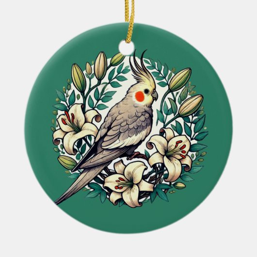 Cockatiel Bird illustratie Keramisch Ornament (Voorkant)