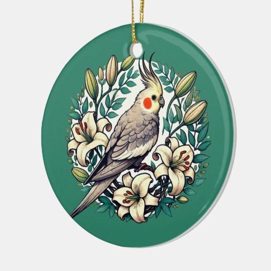 Cockatiel Bird illustratie Keramisch Ornament (Links)