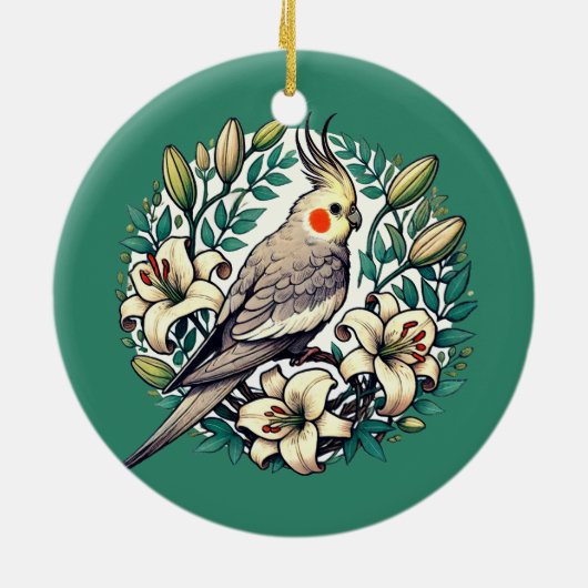Cockatiel Bird illustratie Keramisch Ornament (Achterkant)