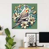 Cockatiel Bird illustratie Poster (Thuiskantoor)