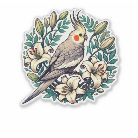 Cockatiel Bird illustratie Sticker (Voorkant)