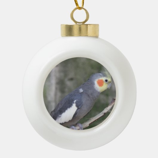 Cockatiel Bird Keramische Bal Ornament (Voorkant)