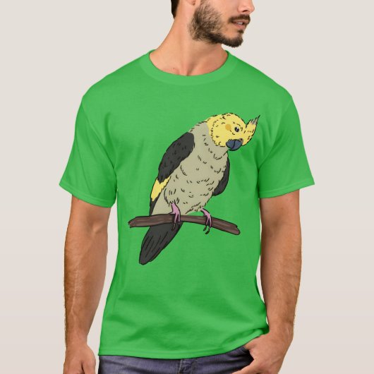 Cockatiel Bird op een tak Vogels Lover Design Vint T-shirt (Voorkant)