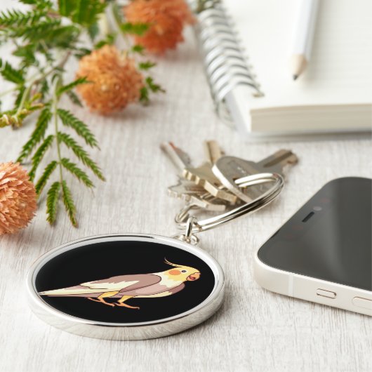 Cockatiel Bird Parrot Sleutelhanger (Zijkant)