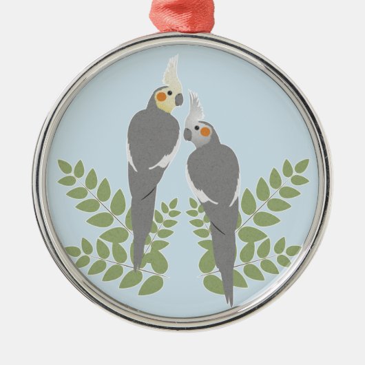 Cockatiel Couple Metalen Ornament (Voorkant)