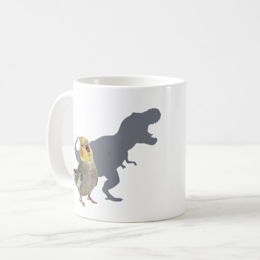 Cockatiel Dinosaur Roar Personalized Gift Koffiemok (Voorkant links)