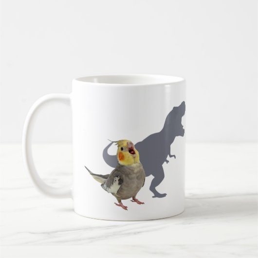 Cockatiel Dinosaur Roar Personalized Gift Koffiemok (Links)