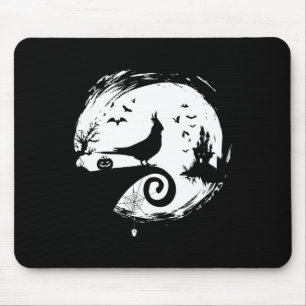 Cockatiel Halloween Costume Moon Silhouette Creepy Muismat
