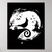 Cockatiel Halloween Costume Moon Silhouette Creepy Poster (Voorkant)