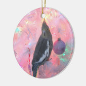 Cockatiel in kerstboomversiering keramisch ornament (Links)