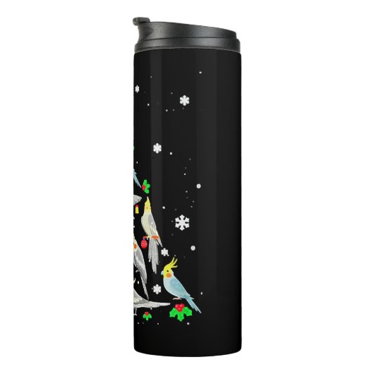 Cockatiel kerstboom Funny Cockatiel Bird Chri Thermosbeker (Geroteerd rechts)
