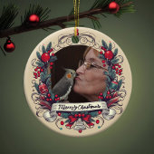  Cockatiel Kerstvakantie Vogelportret Keramisch Ornament