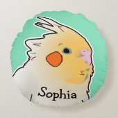 Cockatiel Kinder Pet Bird Slaapkamer Decor Leuk Gr Rond Kussen (Voorkant)