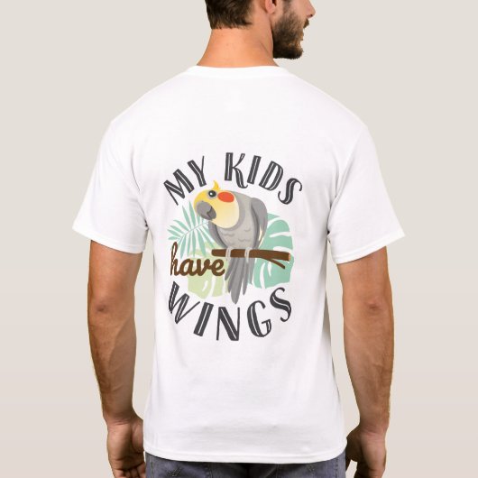 Cockatiel mama Papa Pet Bird Mijn Kinderen hebben  T-shirt (Achterkant)