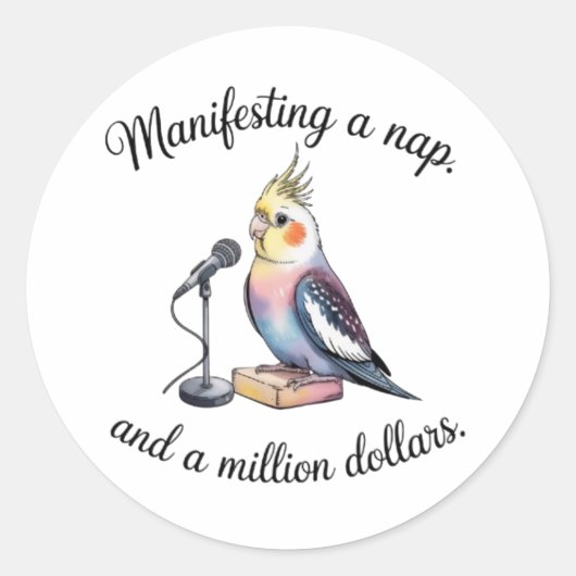 Cockatiel Manifestatie Sticker - Grappige Vogel Vi (Voorkant)