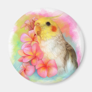 Cockatiel met frangipani magneet