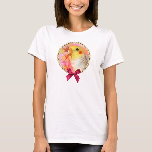 Cockatiel met frangipani t-shirt (Voorkant)