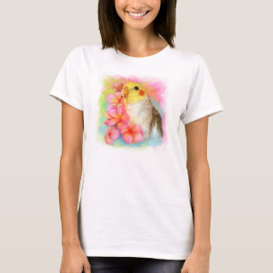 Cockatiel met frangipani t-shirt