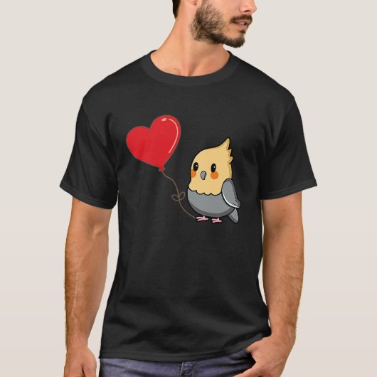 Cockatiel met hartballon Valentijnsdag Love B T-shirt (Voorkant)