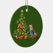 Cockatiel met Petten kerst Keramisch Ornament (Rechts)