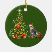 Cockatiel met Petten kerst Keramisch Ornament (Voorkant)