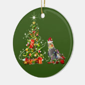 Cockatiel met Petten kerst Keramisch Ornament (Links)