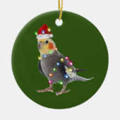 Cockatiel met Petten kerst Keramisch Ornament (Voorkant)