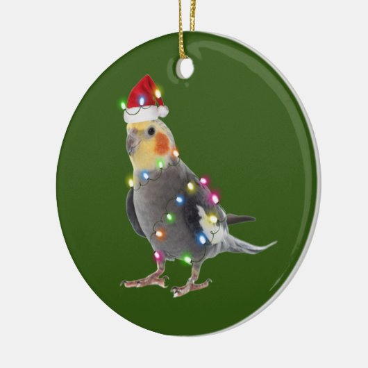 Cockatiel met Petten kerst Keramisch Ornament (Links)