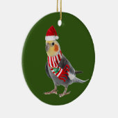 Cockatiel met Petten kerst Keramisch Ornament (Rechts)