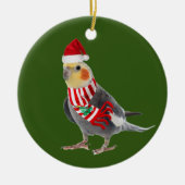 Cockatiel met Petten kerst Keramisch Ornament (Voorkant)