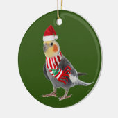 Cockatiel met Petten kerst Keramisch Ornament (Links)