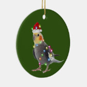 Cockatiel met Petten kerstmis Keramisch Ornament (Rechts)