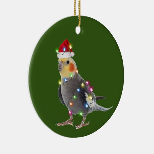 Cockatiel met Petten kerstmis Keramisch Ornament (Rechts)