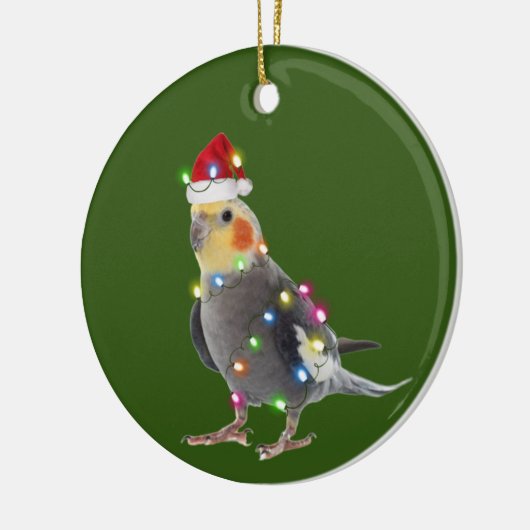 Cockatiel met Petten kerstmis Keramisch Ornament (Links)