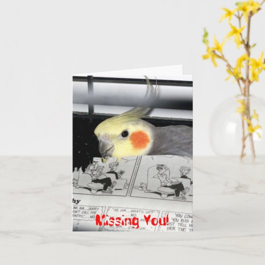 Cockatiel-missende u kaart (Gele Bloem)