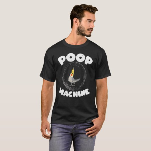 Cockatiel Parrot Bird Poop Machine Lifestyle T-shirt (Voorkant volledig)