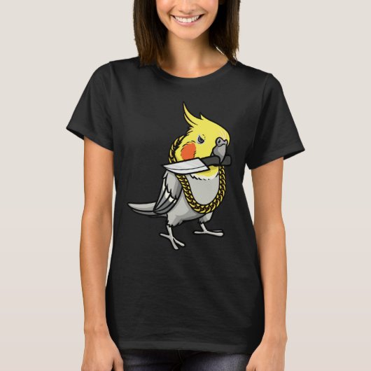 Cockatiel Parrot With Knife T-shirt (Voorkant)