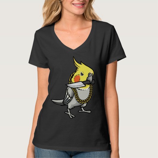 Cockatiel Parrot With Knife T-shirt (Voorkant)