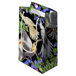 Cockatiel Parrots vergeten me Nots Gift Bag Klein Cadeauzakje