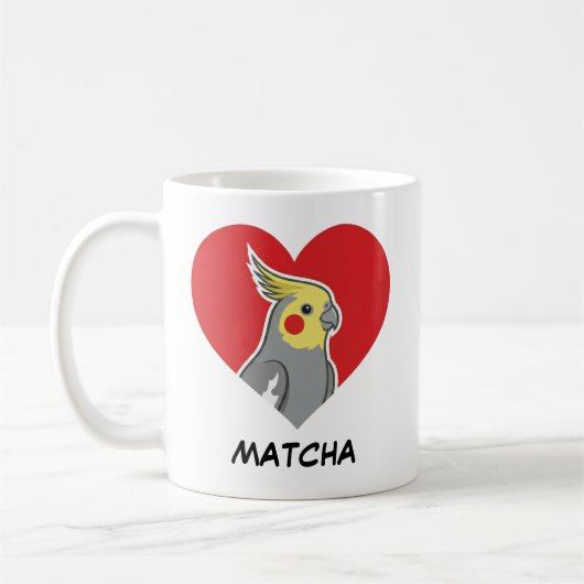 Cockatiel Personalized Heart Gift Koffiemok (Links)