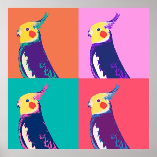 Cockatiel Pop Art Poster (Voorkant)