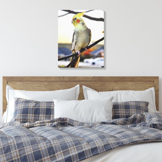 Cockatiel Profile Photograph Canvas Afdruk (Insitu (Slaapkamer))