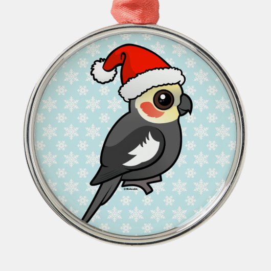 Cockatiel Santa Metalen Ornament (Voorkant)