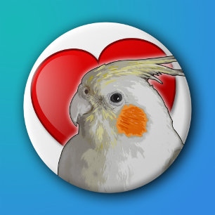 Cockatiel Sweetiel Pet Bird Love Valentijn Heart Ronde Button 7,6 Cm