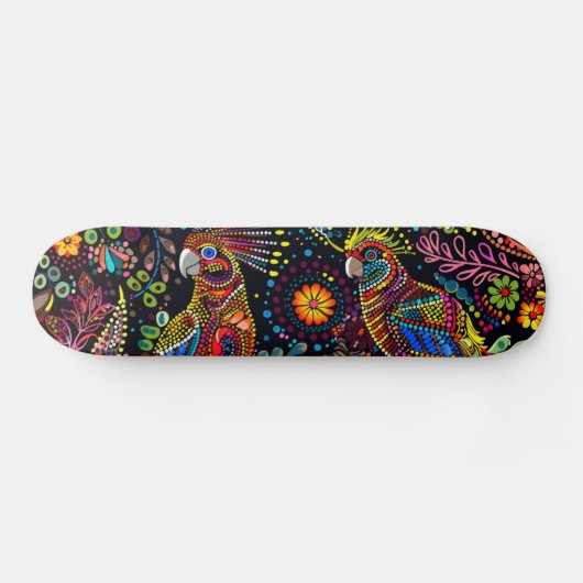 Cockatiels - Aboriginal stijl - Skateboard Deck (Horizontaal)