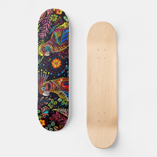 Cockatiels - Aboriginal stijl - Skateboard Deck (Voorkant)