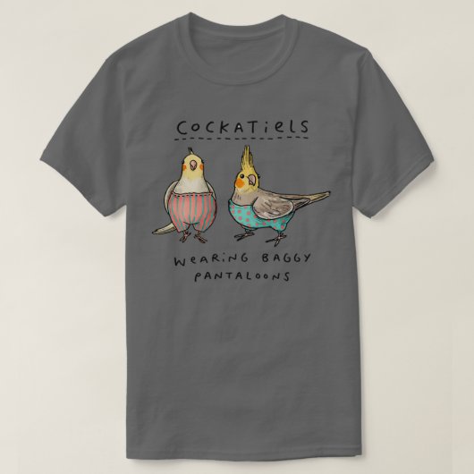 Cockatiels die bagagepantaloons dragen t-shirt (Design voorkant)