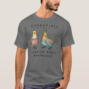 Cockatiels die bagagepantaloons dragen t-shirt