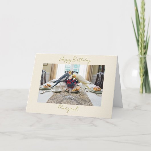 Cockatiels Eating Berries Pet Bird Lover Birthday Kaart (Voorkant)