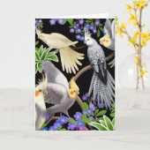 Cockatiels- en blowerkaartje kaart (Gele Bloem)